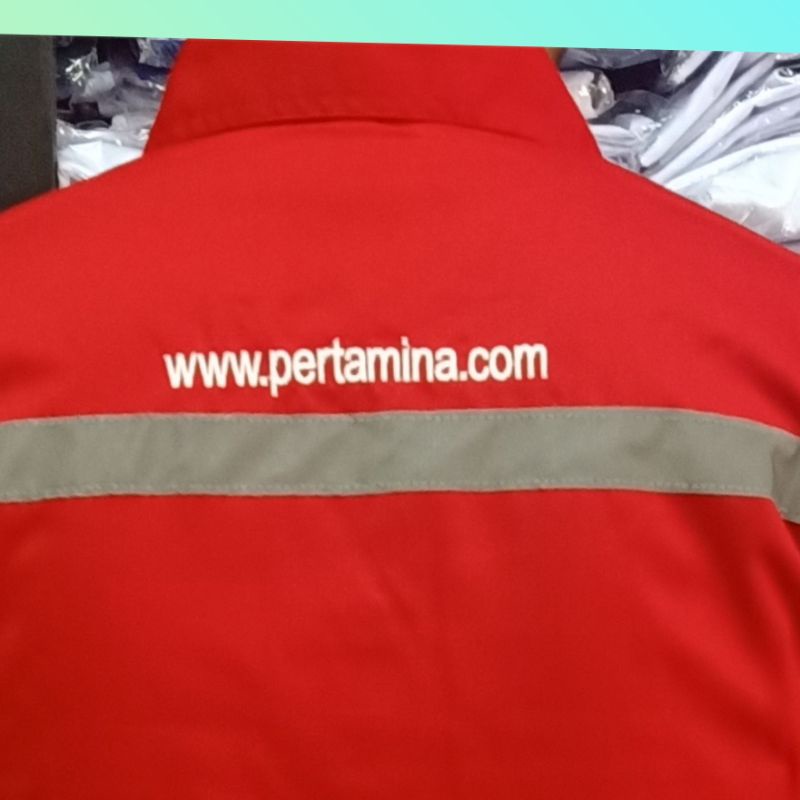 Baju Pertamina Murah Tangan Panjang Seragam Kerja Karyawan Lapangan Bisa Tambah Bordir