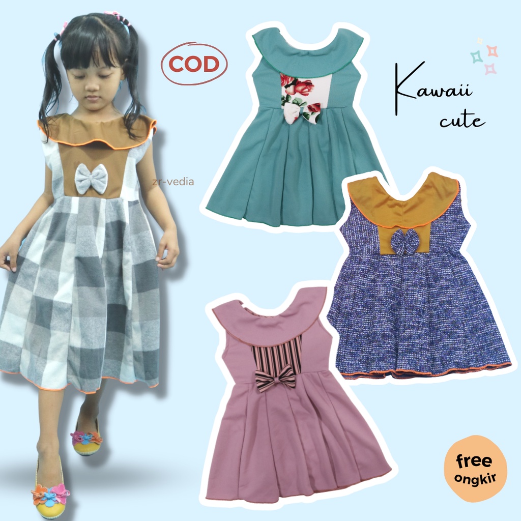 Dress Najwa uk Bayi - 7 Tahun / Dres Cantika Yukensi Baju Anak Perempuan Gaun Pesta Import Murah