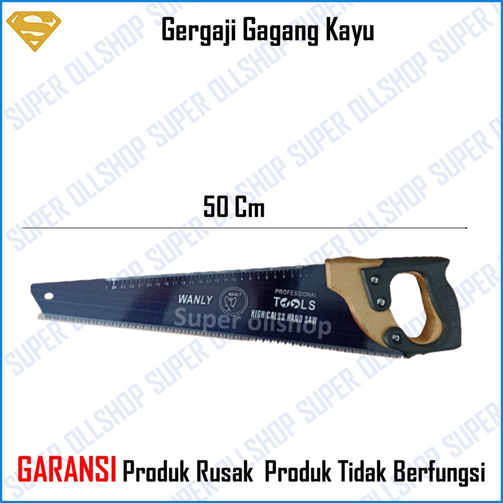 Gergaji Kayu Gagang Kayu Lapis Karet Hand Saw Gorok Belah Potong Graji Triplek