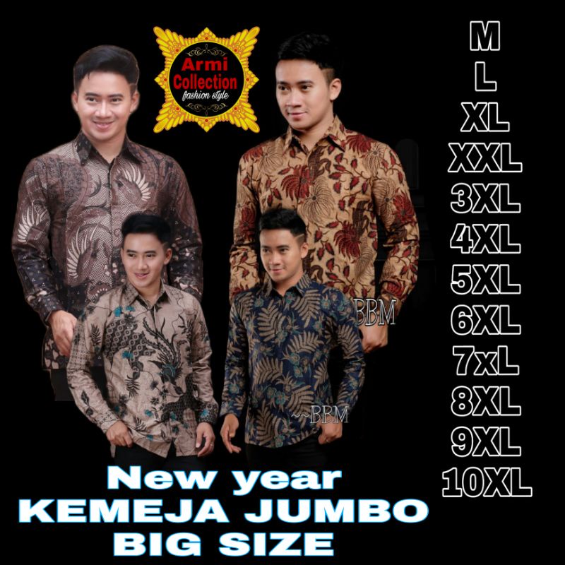 KEMEJA BATIK PRIA LENGAN PANJANG BIG SIZE JUMBO ARMI