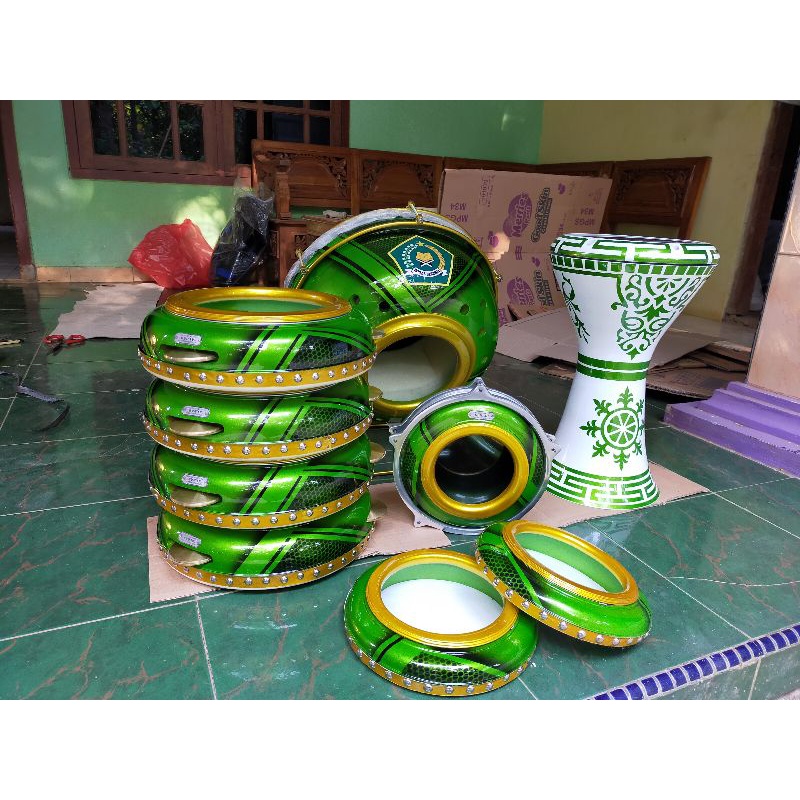 Hadroh rebana 1 set motif asli jepara bergaransi