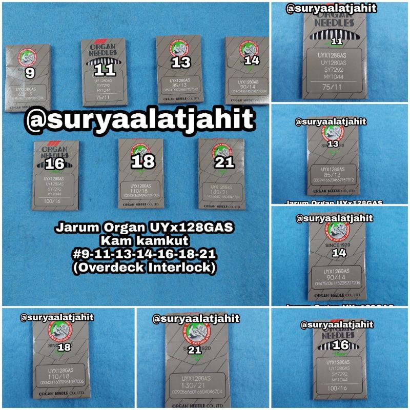 Jarum Organ UYX128GAS Overdeck #9 11 13 14 16 18 21 rp.42.000/bks