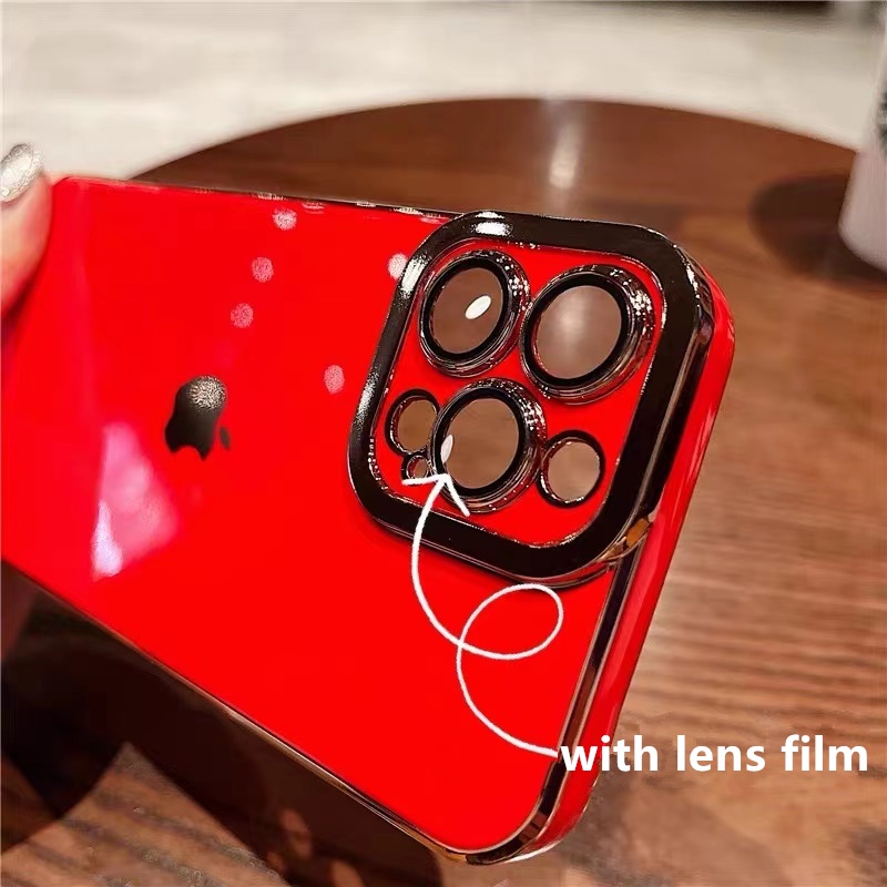 IPHONE Film Lensa Mandiri Casing Ponsel Electroplating Berkualitas Tinggi Iphone11 12 13 14 Pro MAX Plus X XS MAX XR 7 8 Plus SE 2020 Case Cover