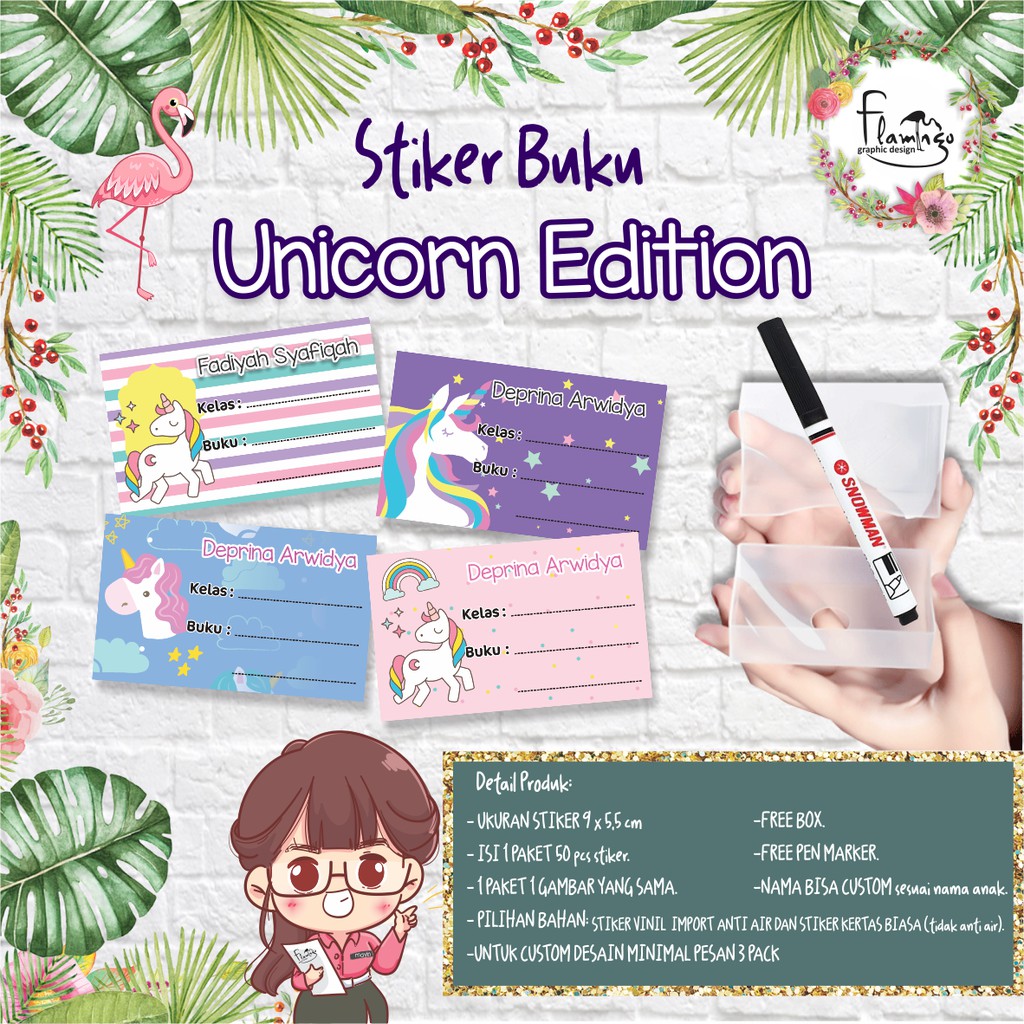 

STIKER BUKU UNICORN EDITION FREE CUSTOM NAMA ANAK FREE SPIDOL DAN BOX PENYIMPANAN