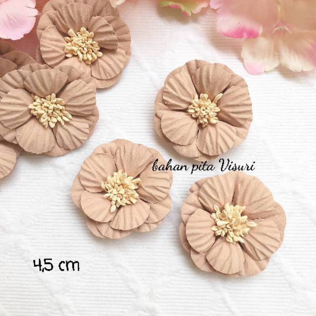 Bunga Suede Putik Peach 4,5 cm