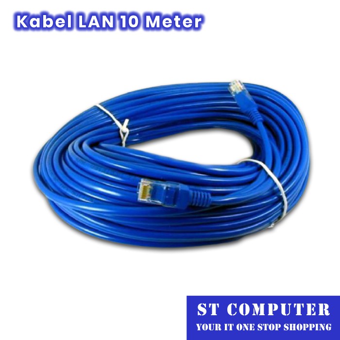 Kabel LAN Internet UTP  Cat 5 Terpasang RJ45 10 Meter