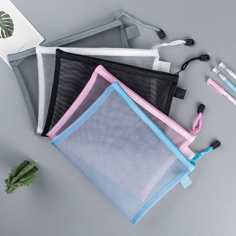 

Document bag transparan tempat pensil transparan kotak pensil aesthetic tempat file aesthetic map file putih