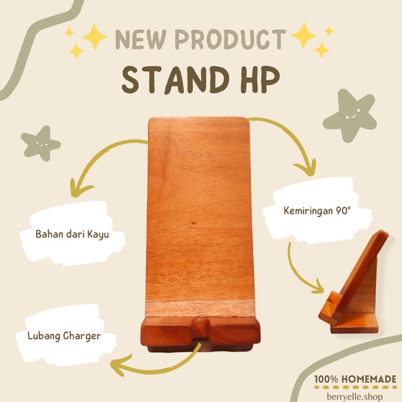 Stand,Holder,Dudukan Handphone Kayu