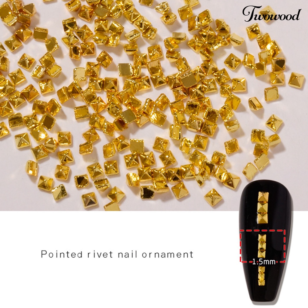 200pcs / Set Rivet Glitter 3D Efek Tidak Pudar Bahan Logam Gaya Punk Untuk Dekorasi Manicure