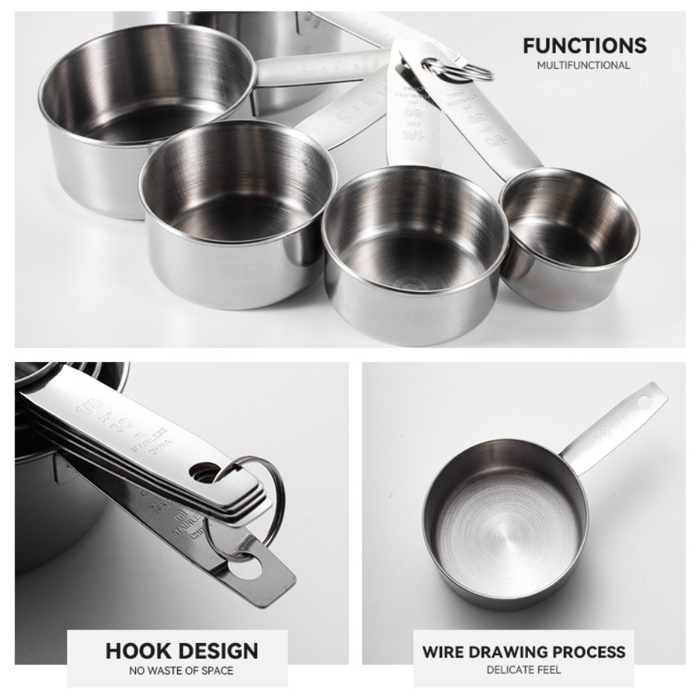 Set 5 Pcs Sendok Takar Bahan Stainless Steel 430 Untuk Baking