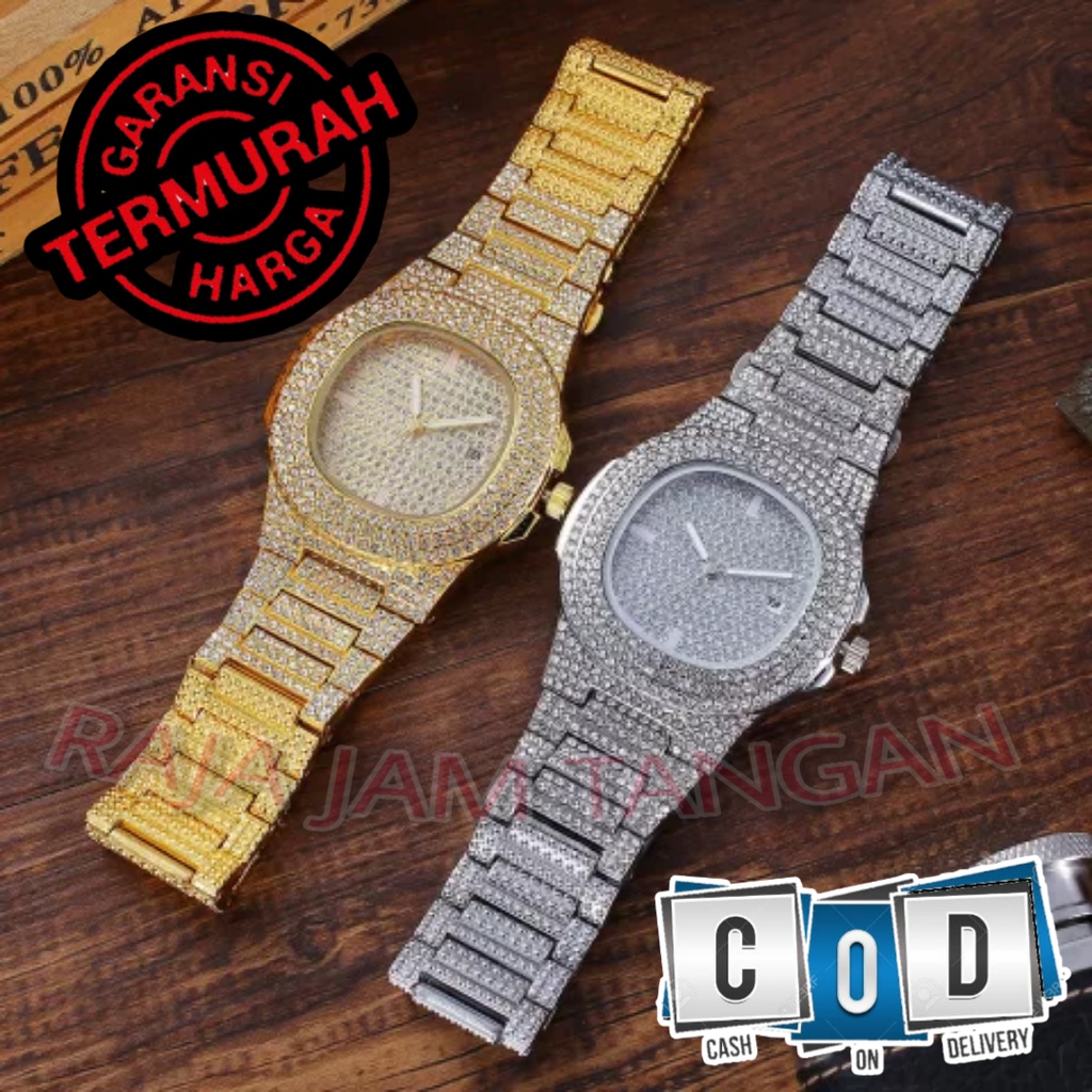 JAM TANGAN ANALOG DIAMOND MEWAH STAINLESS TANGGAL AKTIF RJT99