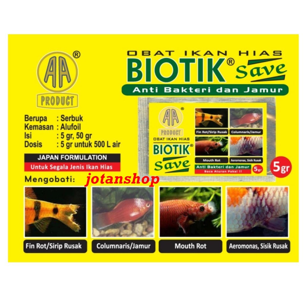 BIOTIK SAVE Obat Ikan Hias Anti Bakteri dan Jamur 5 Gram 5gr Aquarium