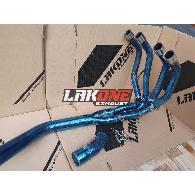 HEADER LEHERAN LEHER FULLSYSTEM KAWASAKI ZX25R ZX25 ZX 25R FULL BLUE HYBIRD SAMPING DAN UNDERBELLY