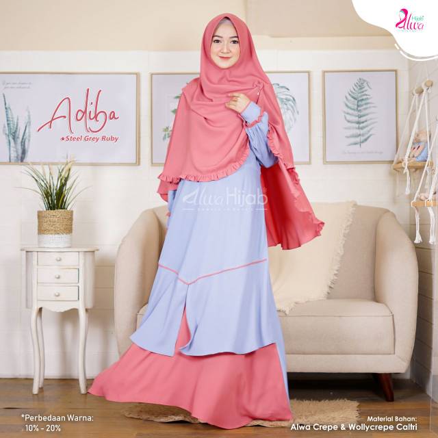 GAMIS SYARI ADIBA SET KHIMAR  || ALWA HIJAB