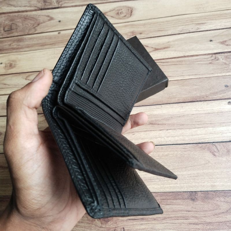 Dompet Asli Kulit Lipat Buku/Dompet Casual Tiga Dimensi Polos Kulit Asli