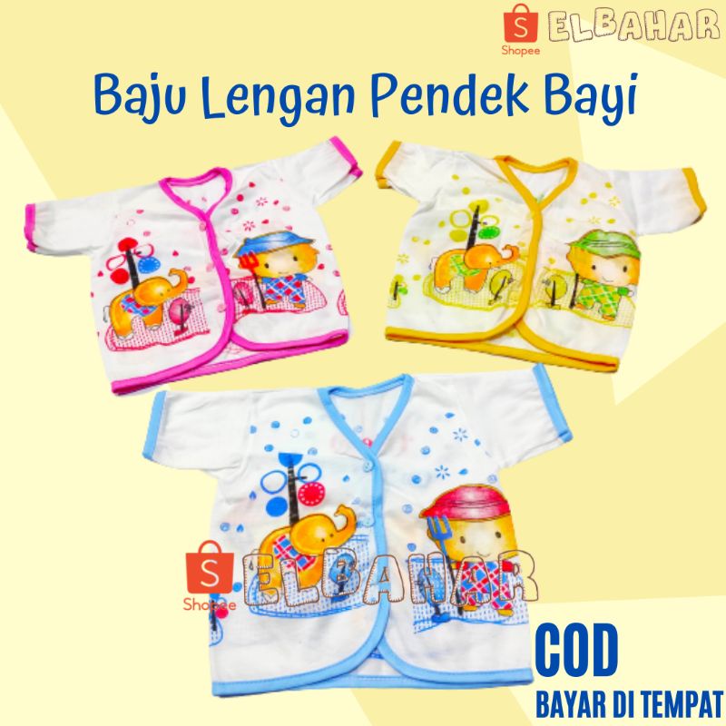 3 Pcs Baju Bayi Lengan Pendek Bahan Katun Motif Karakter