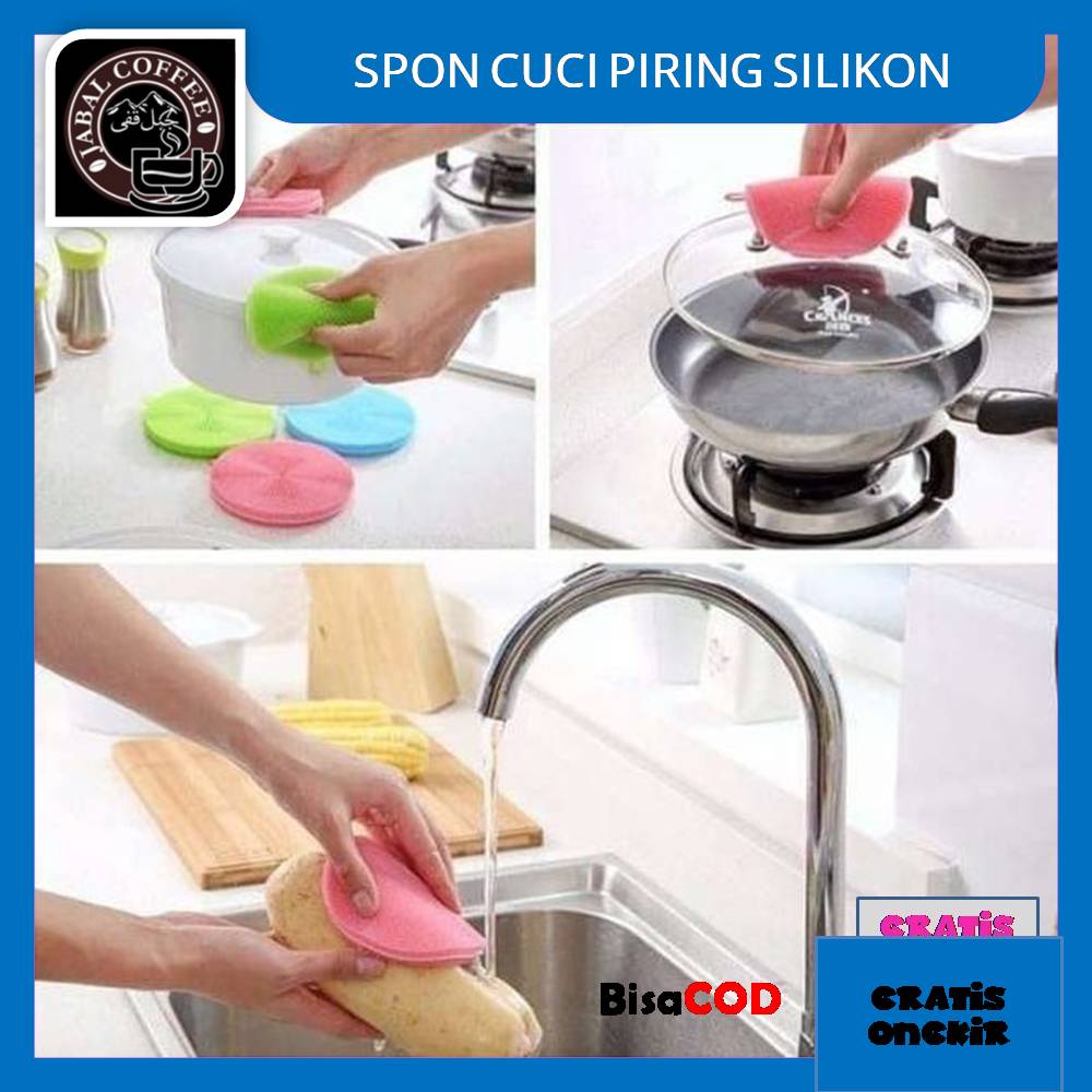 Spons Cuci Piring Silikon / Sponge Cuci Piring Warna / Dish Sponge Silicone Cleaning 09