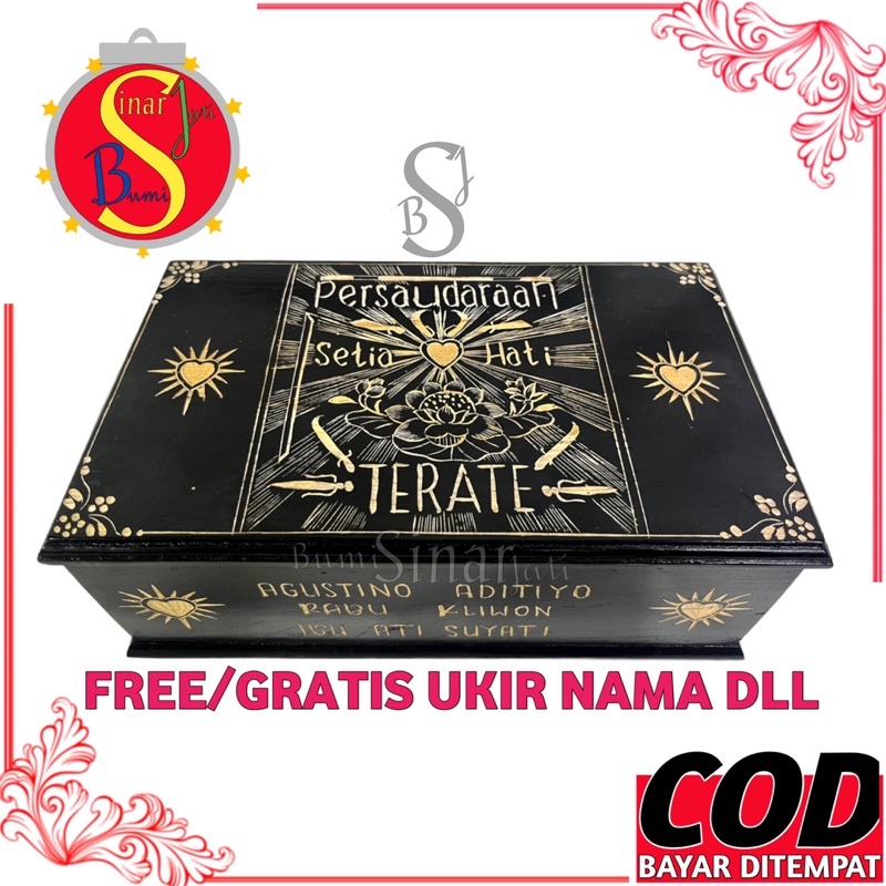 (COD) Kotak Mori PSHT Kayu Jati - Tempat Mori Psht Terate - Wadah Sabuk - Tempat Mori PSHT Ukir MOTI