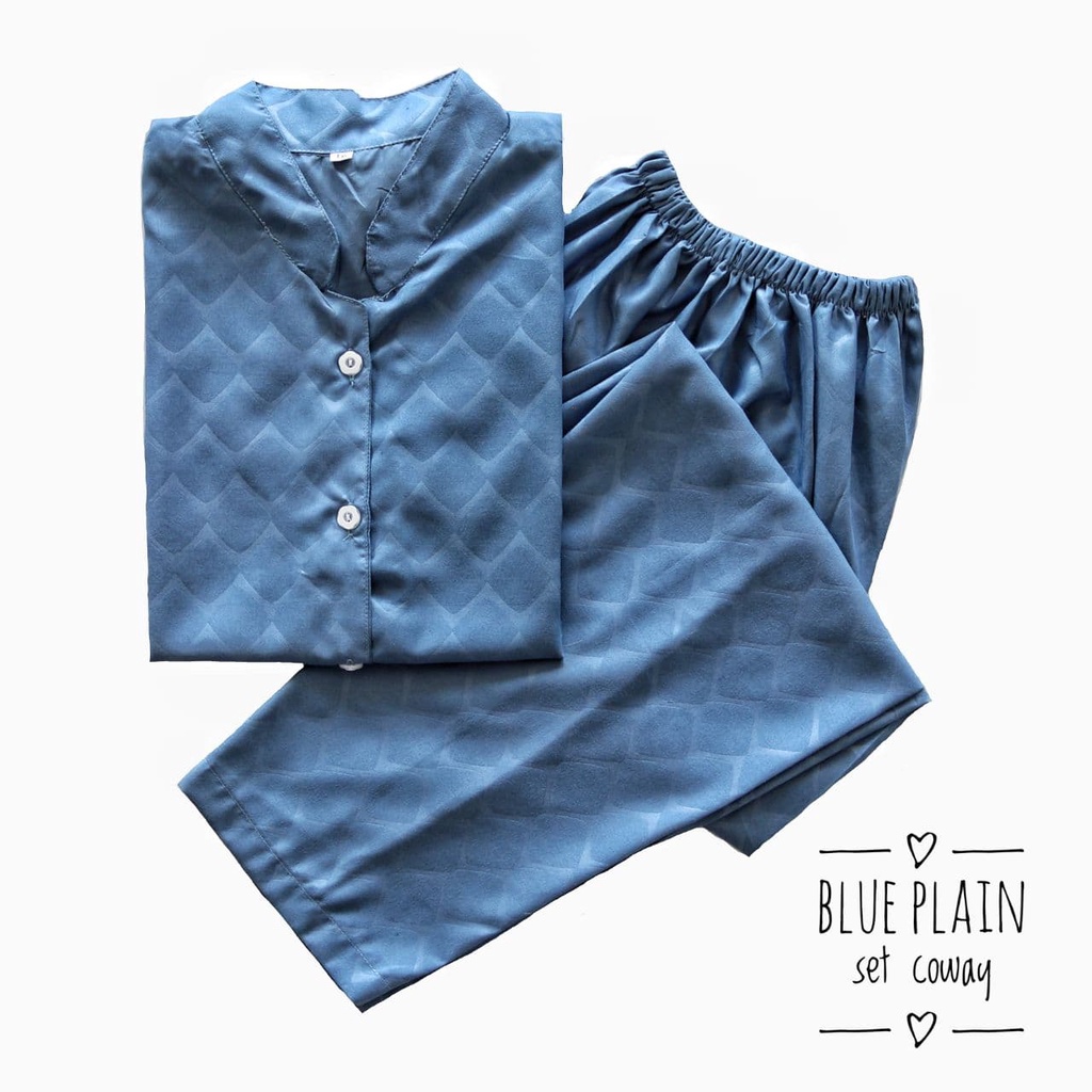IZANY Piyama Anak Coway / Set Coway Size 14 SATIN APPLE banyak motif-EMBOS BLUE