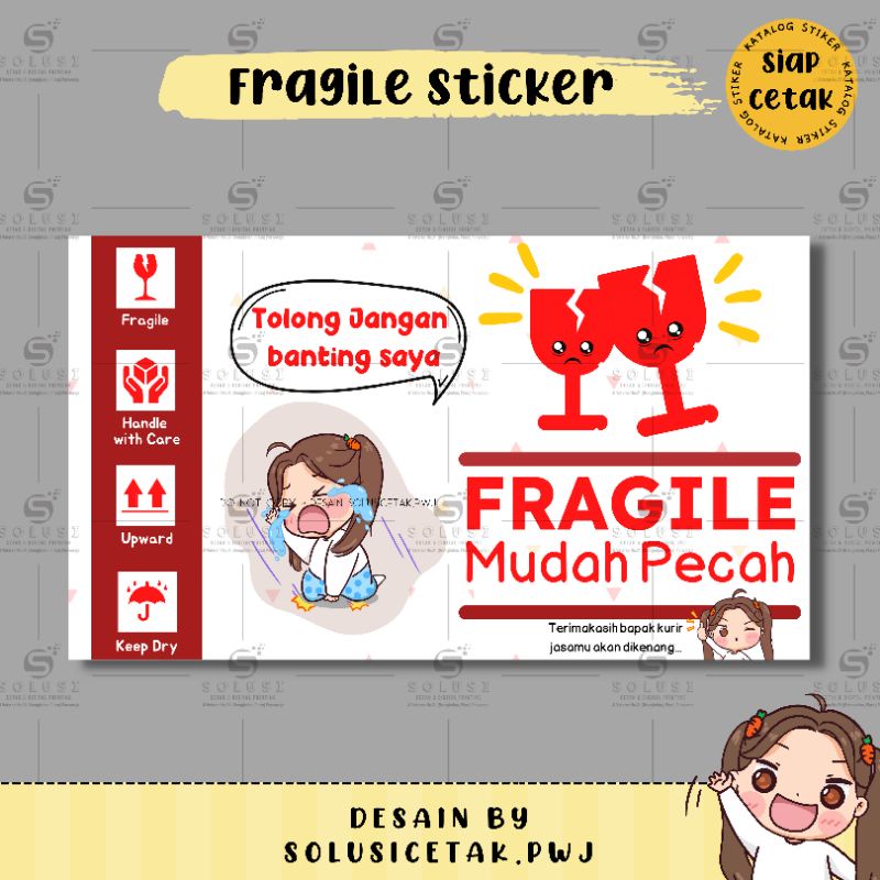 Stiker Fragile Lucu / Stiker Fragile / Stiker Jangan dibanting lucu / stiker jangan dibanting / stik