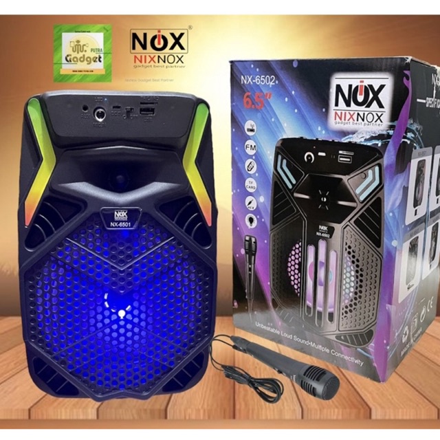 NX-6501 speaker bluetooth 6,5inch speaker portabel plus mic karaoke