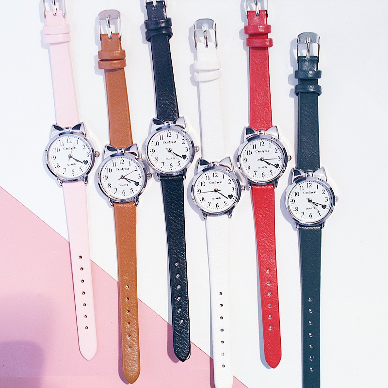 ✅Grosir Jam Senen - Jam Tangan CandyCat Wanita Motif Pita Love Dengan Tali Strap PU Fashion Gaya Korea