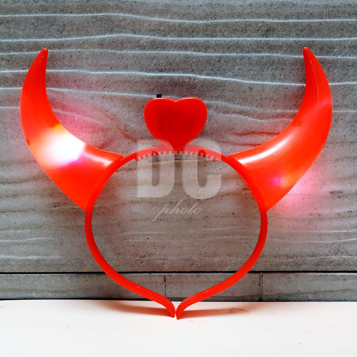 Bando Tanduk LED | Bando Devil Love Lampu | Bando Tanduk Setan Menyala | Devil Horn Headband
