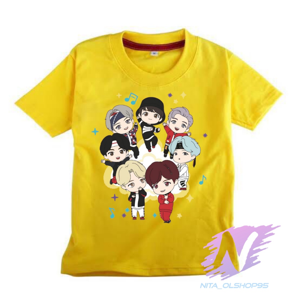 kaos anak kpop bts baju kaos animasi kartun BTS