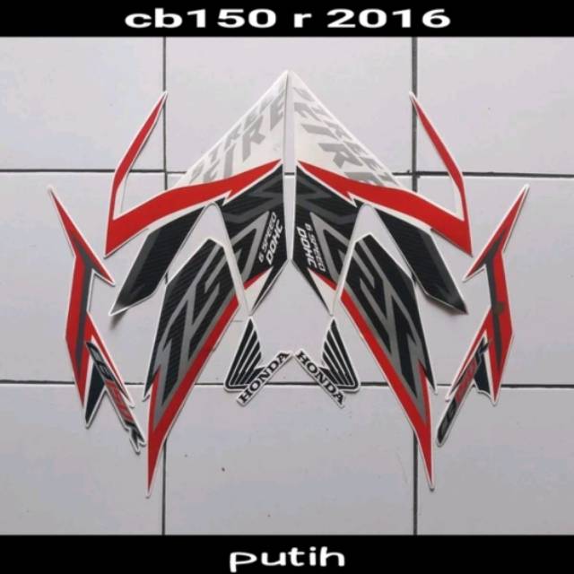 Striping sticker lis body honda cb 150r cb150 r cb150r 2016 2017 streetfire putih merah