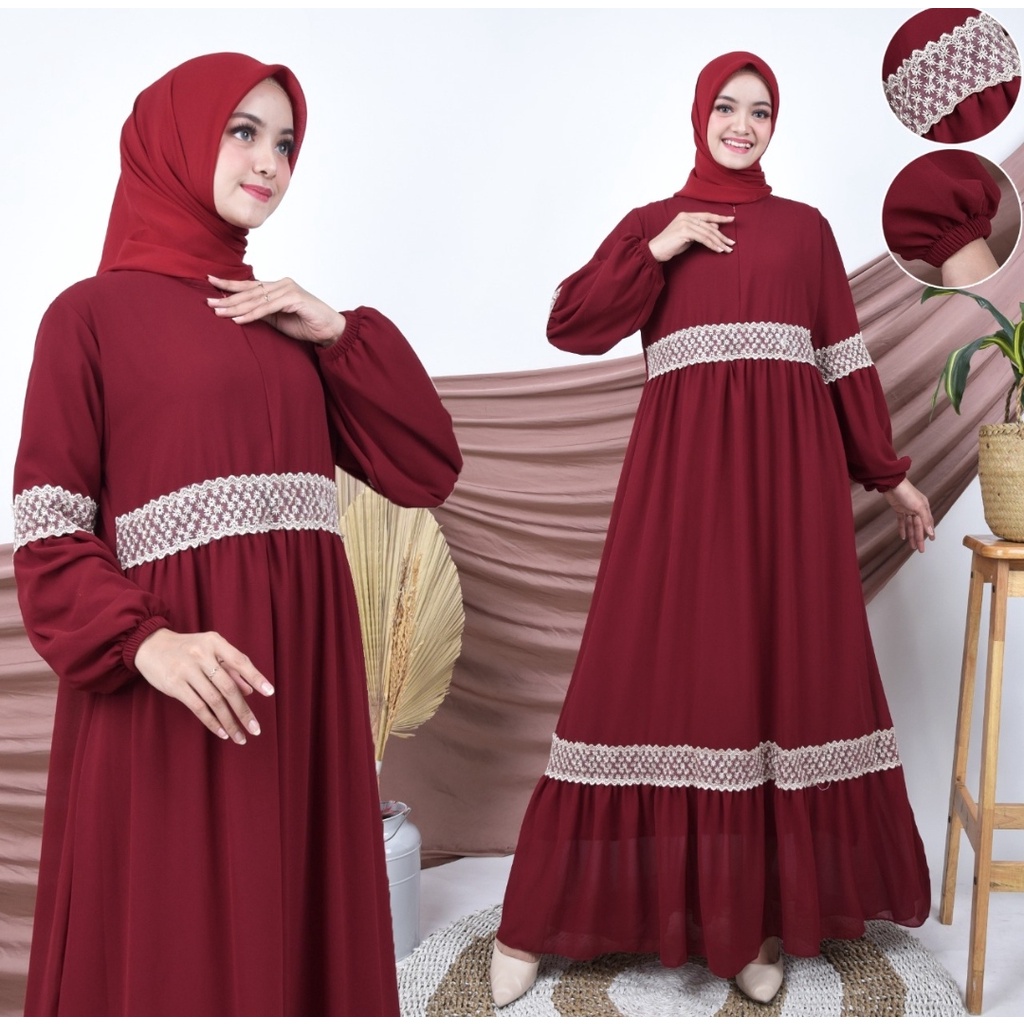 Paling Dicari - Gamis Ceruti Renda Busui - Gamis Ceruti Busui