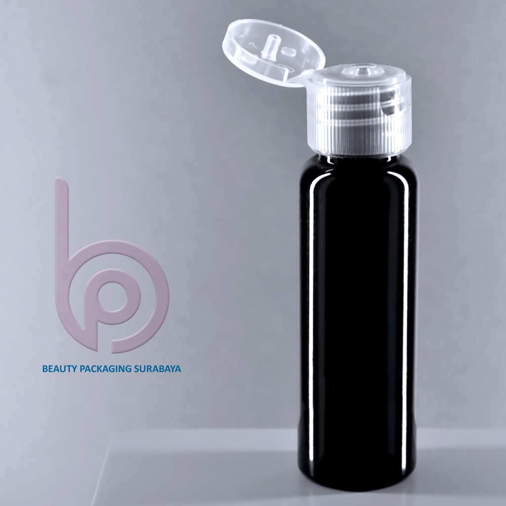 Botol Plastik PET 27ml BR Hitam Tutup Fliptop