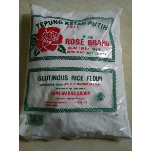 

hbt204tt Tepung Ketan Putih+Rose Brand 500Gr+Glutinous Rice Flour Bermutu Da01D100