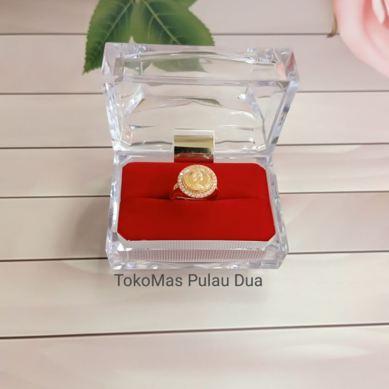Cincin fashion koin dollar kanada permata keliling