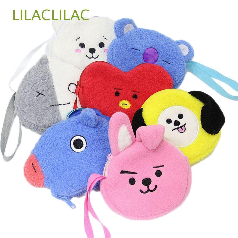 Dompet Pouch Plush Desain Kartun Kpop Boyband Korea Bts Lucu Imut