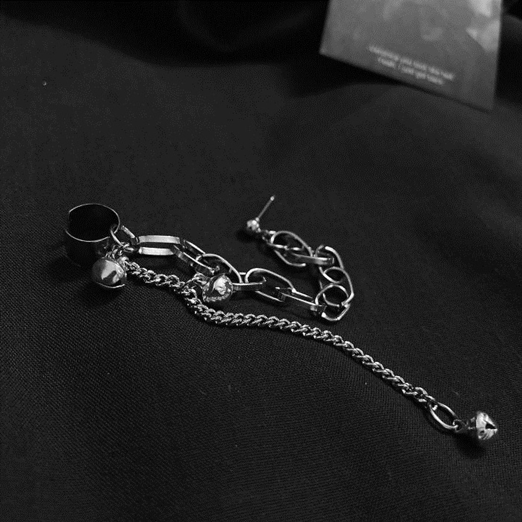 Anting korea wanita panjang model tusuk tindik ring rantai gantung rumbai earring untuk cewek gaul edgy motif kupu mahkota daun warna emas silver import-Daun Silver