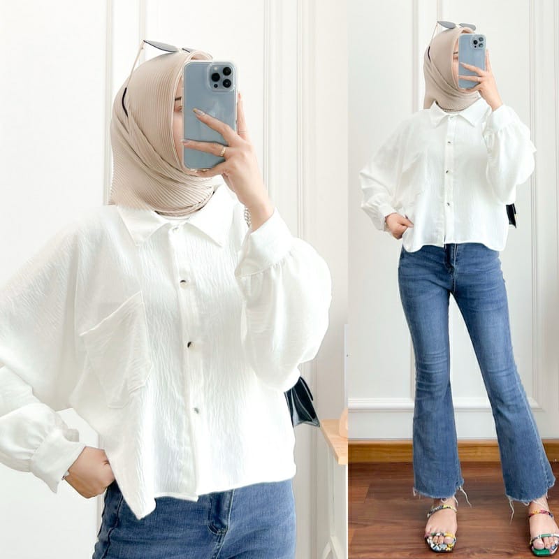 (MSB) KEMEJA SISY OVERSIZE CROP TOP DAILY BUSUI WANITA BLOUSE AIRFLOW