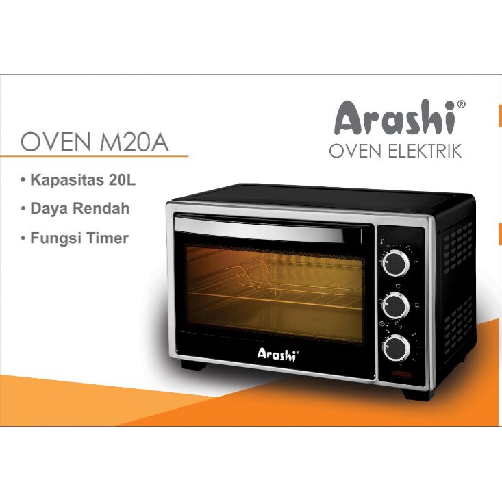 OVEN ARASHI M20A Oven Listrik Arashi 20 Liter 20L Low Watt 300W - 600W