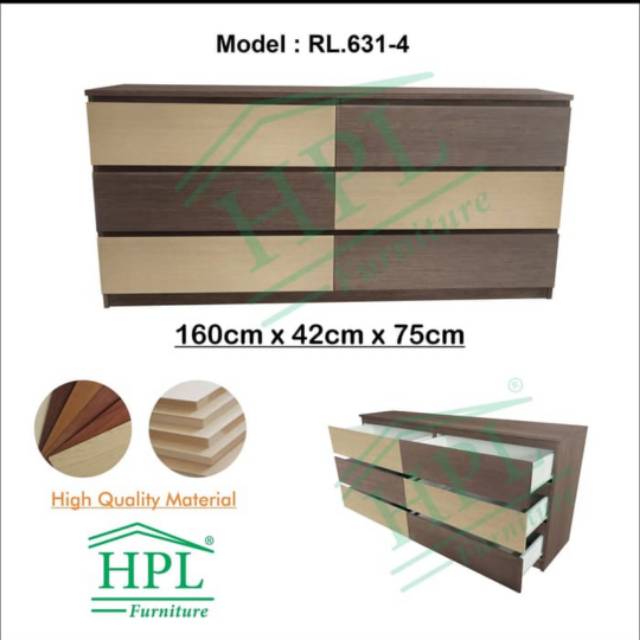 LEMARI RAK 6 LACI SUSUN HPL coklat