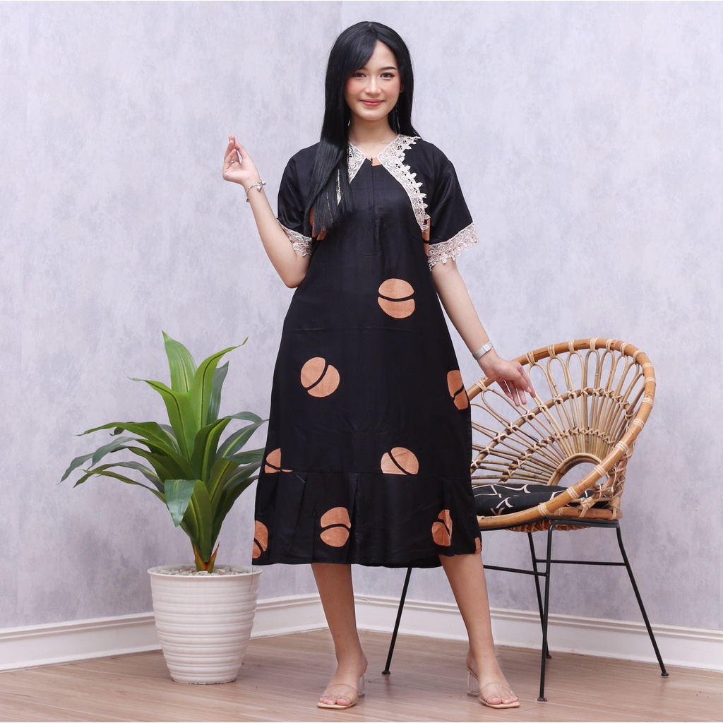 Daster BEST SELLER/ Daster Arabian Terbaru/ Daster Rayon/ Daster Busui/  Daster Murah/ Daster Renda-Hitam Bijikopi