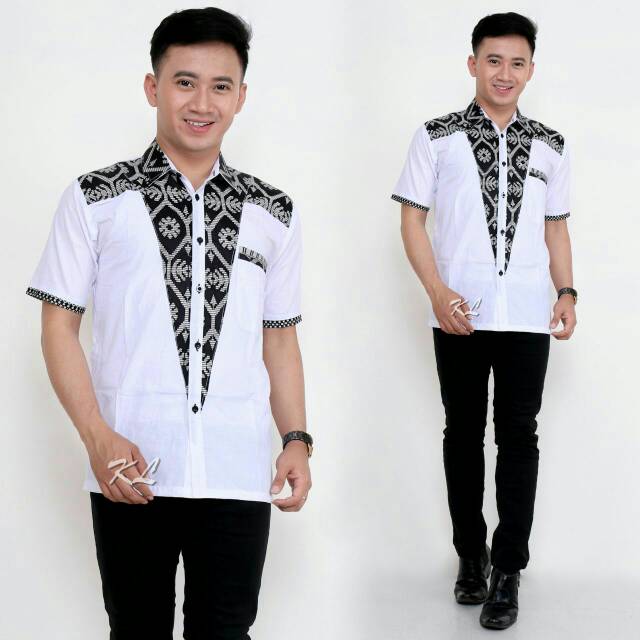 BSWART Batik HRB026 Kenongo Hem Pendek Padi Pekalongan M L XL Batik Pria MURAH Modern Grosir