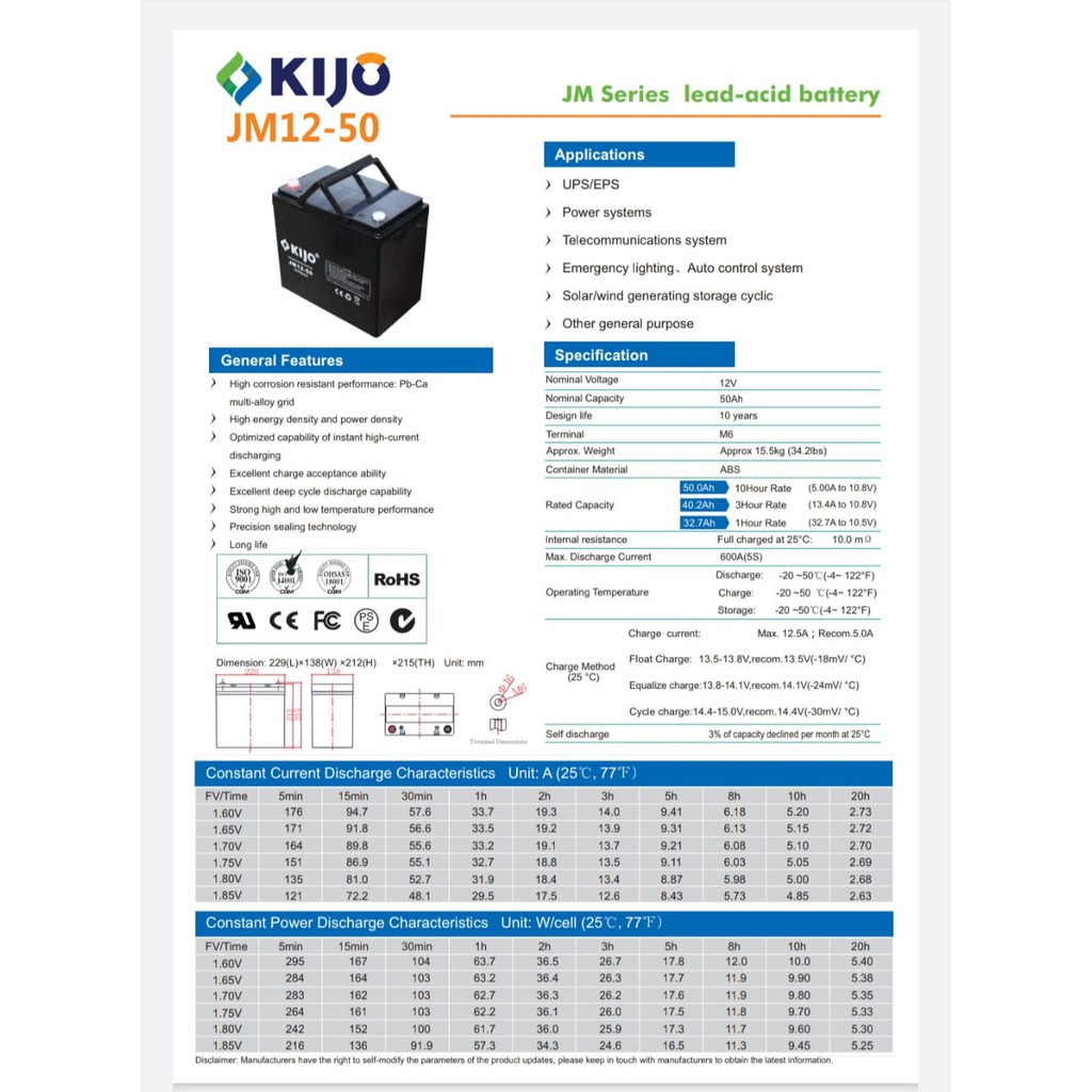 aki Kering aki VRLA aki panel surya solar 12v 50ah 12volt 50ah kijo