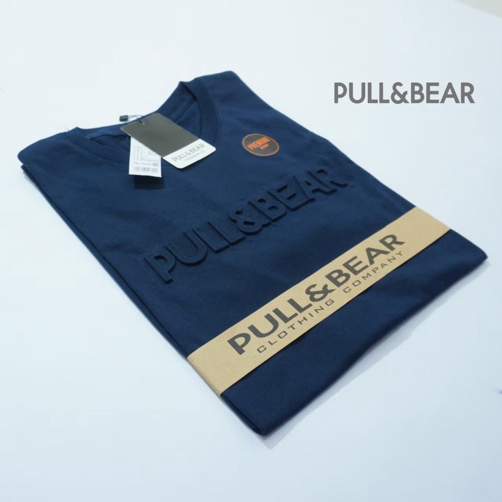 FREE PAPER BAG T-Shirt Pull &amp; Bear Embos l Kaos Pull And Bear Sablon Timbul Premium Quality