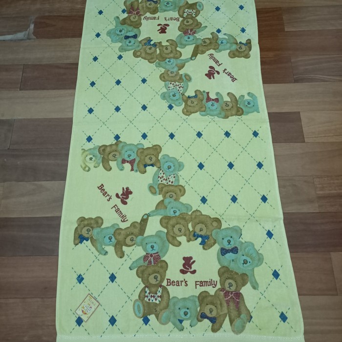 Handuk Mandi Bayi / Handuk Anak merk Twin Motif Teddy Bear Kuning Size Besar 60x120