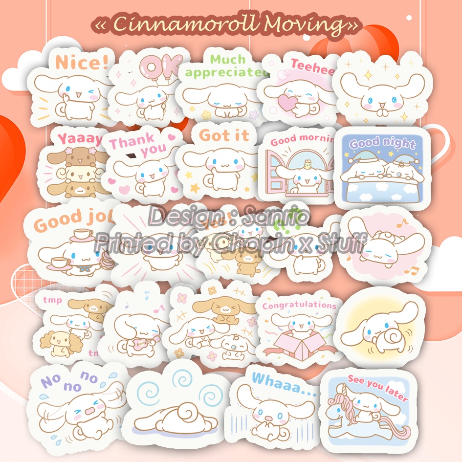 

Sticker Pack Waterproof Anti Air Cinnamoroll (Sanrio) / Stiker Cute Lucu Imut @24pcs