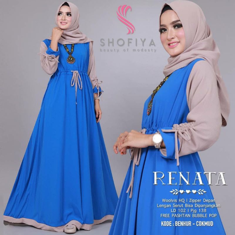 Baju gamis wanita terbaru gamis Dewasa kekinian modern 2021 wanita dress Renata maxy