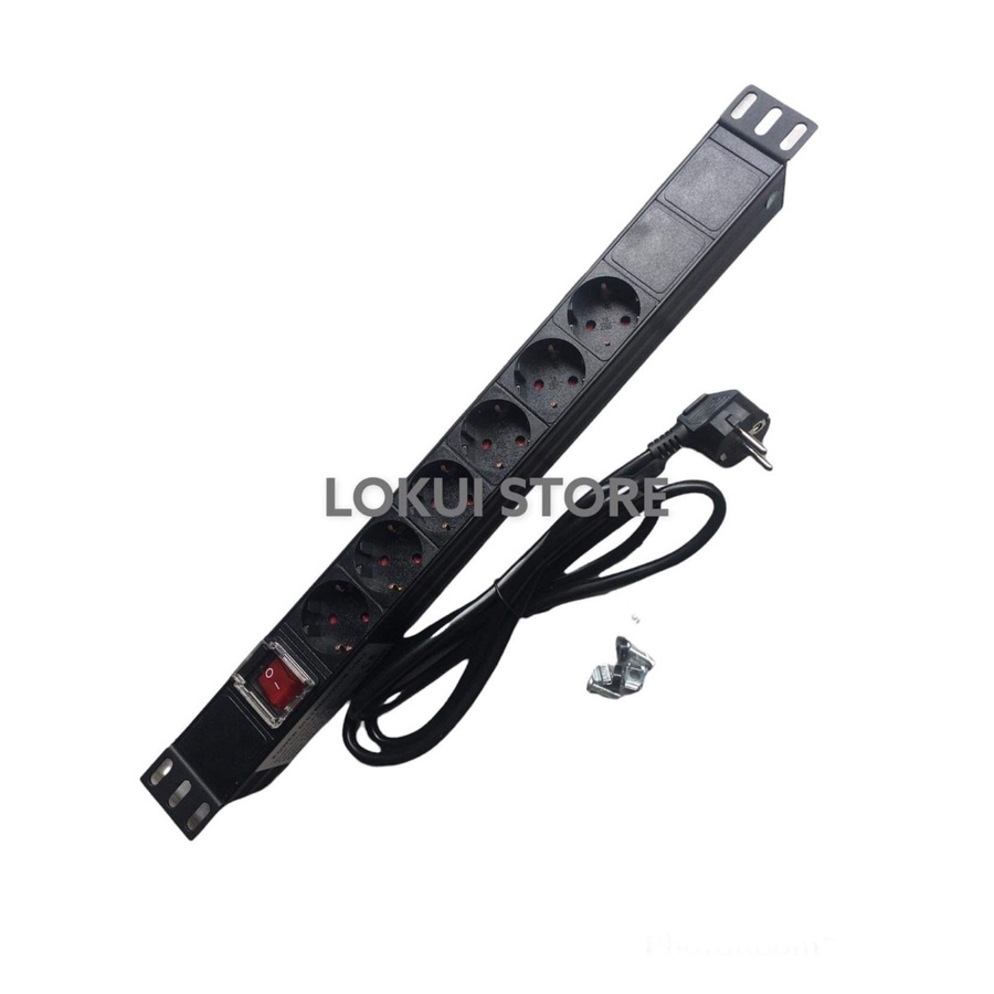 PDU 6 port Rackmounted 19inch 1U Power Distribusi unit  / Stop Kontak