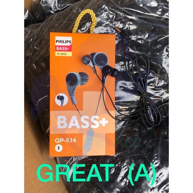 HF HEADSET PHILIPS QP-036 BASS+ IN-EAR KWALITAS BAGUS