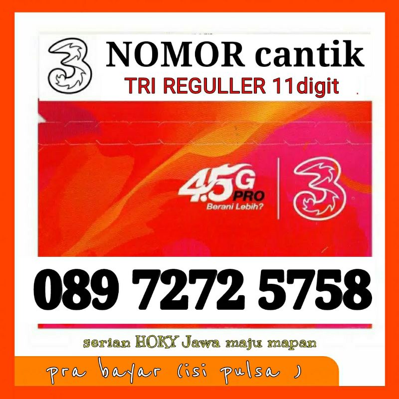 Nomor cantik kartu tri 11digit 5758