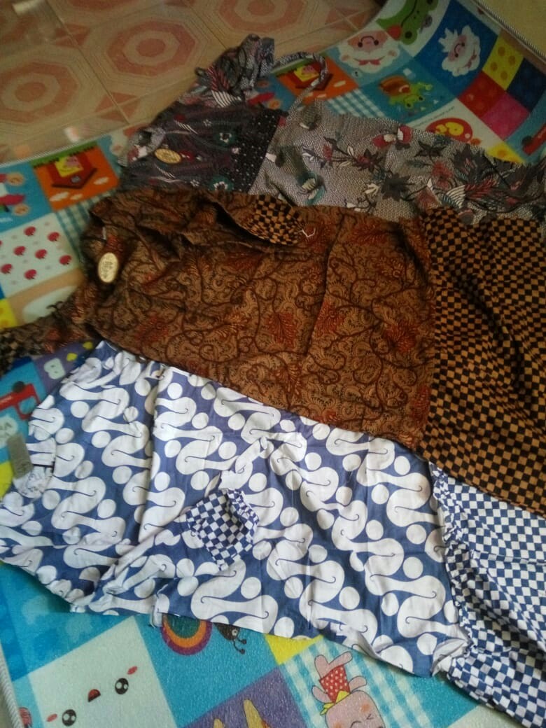 Gamis Batik Kombinasi Baju Muslimah Wanita All Size Bahan Katun Murah Promo