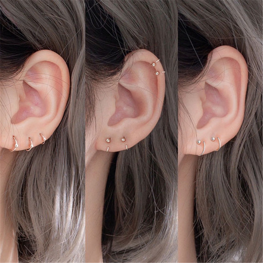 【COD Tangding】6/8/10mm New Tide Ear Bone Ring Silver Color Korea Fashion Accessories Jewelry 1 pair